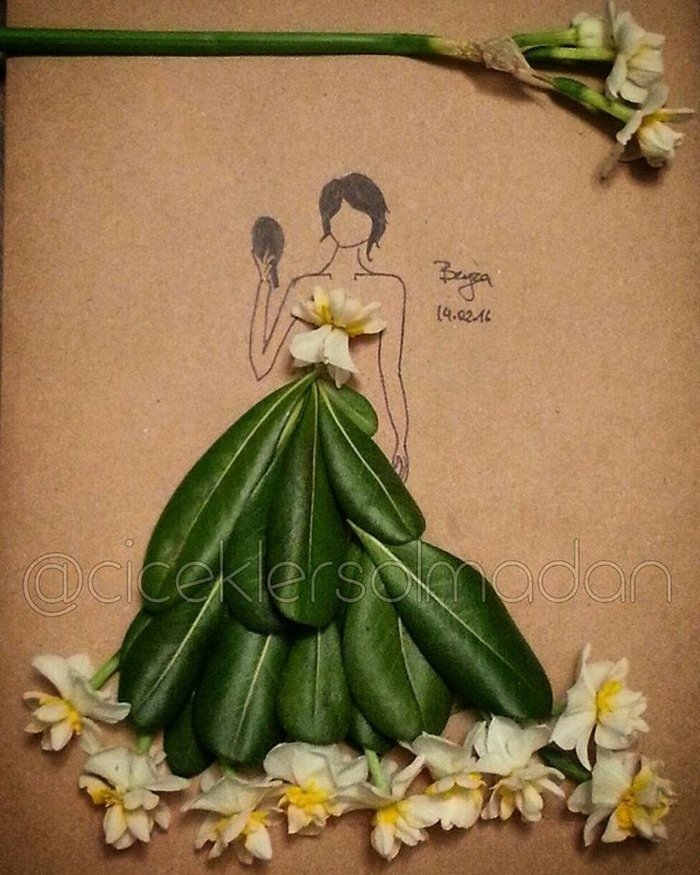 Canlı çiçeklerden Elbise Tasarımları