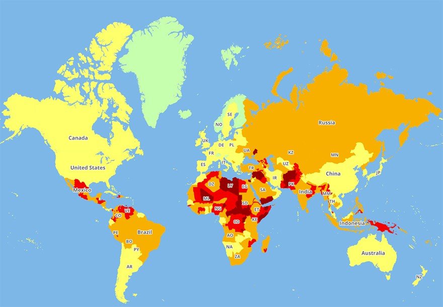 Kişilerin güvenliğinin tehdit edilmesi risk haritası