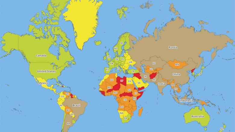 Dünyanın En Tehlikeli Ülkelerini Gösteren Turistik Risk Haritası