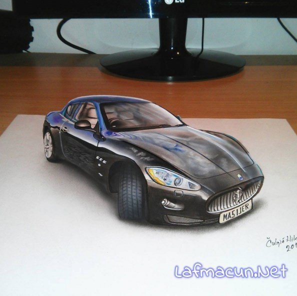 3D Karakalem Araba Çizimi