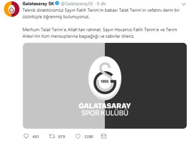 Galatasaray SK Sosyal Medya hesabından açıklama yaptı.