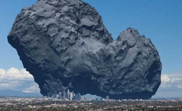 Bir gök taşı ve Los Angeles'in büyüklük kıyaslaması