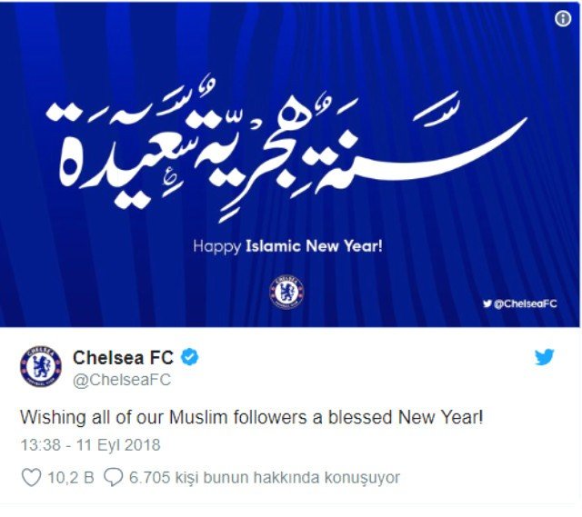 İngiliz Kulübü Chelsea, Hicri Yeni Yılı Unutmadı