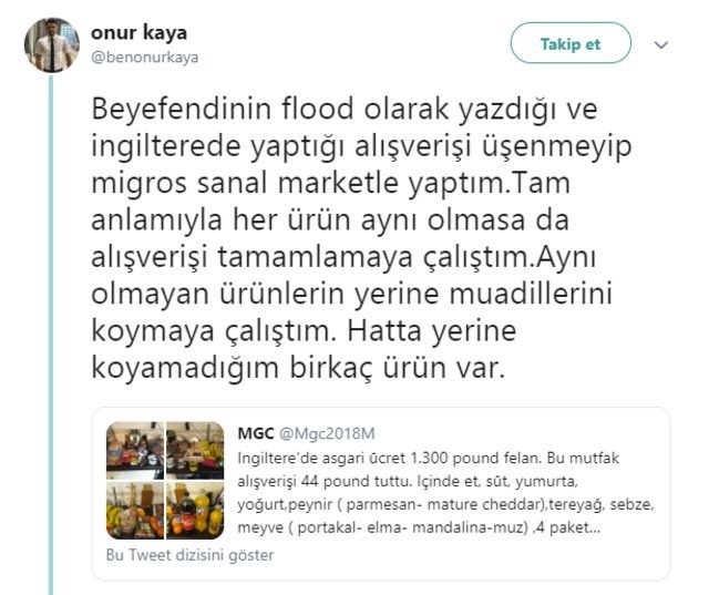 Yapılan paylaşımın ardından Türkiye’de yaşayan bir başka Twitter kullanıcısı da yapılan alışverişin aynısını Türkiye’de yaptı ve iki ülke arasındaki ortaya koydu.
