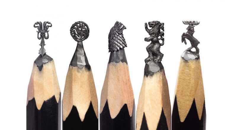 Kurşun Kalem Uçlarından Yapılmış Game of Thrones Temalı Minyatür Heykeller