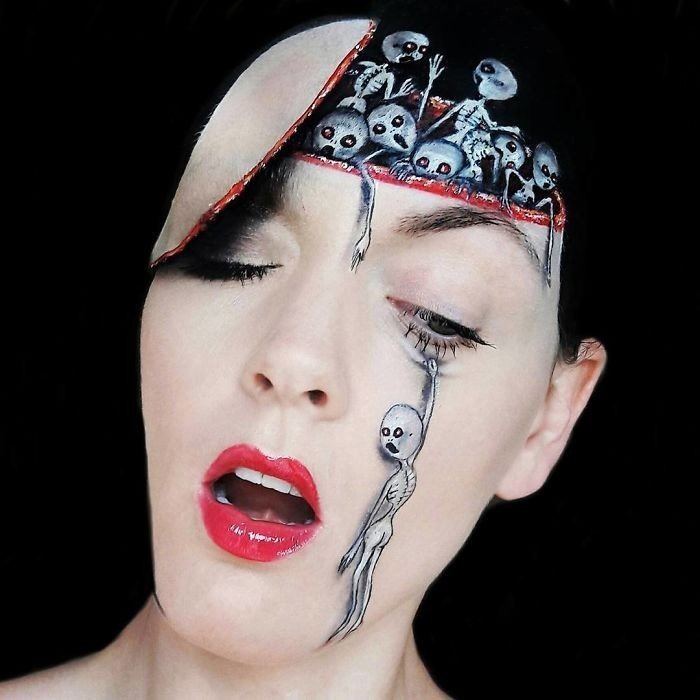 Makyaj Sanatçısının Cadılar Bayramı İçin Hazırladığı Korkunç Yüz Makyajları