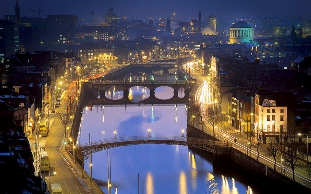 İrlanda - Gece Dublin manzarası