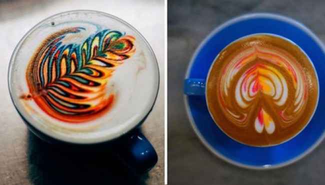 Üzerine Regarenk Desenler Yapılmış Enfes Kahveler
