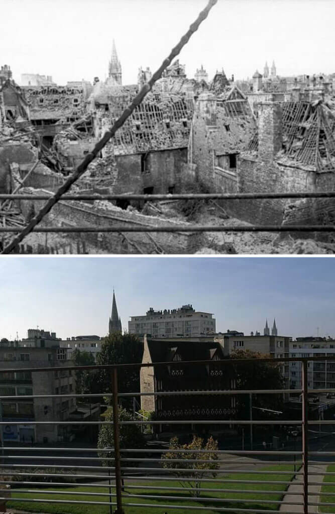 Aynı Yerlerin 2.Dünya Savaşı Sırasında ve Şimdiki Fotoğrafları