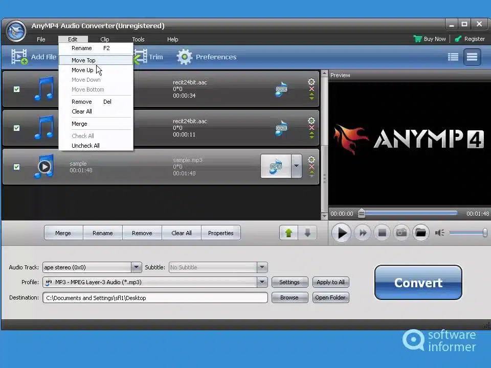 MP3 Dönüştürücüleri: Mükemmel Ses Kalitesi için En İyi 5 Program 5 AnyMP4 Audio Converter
