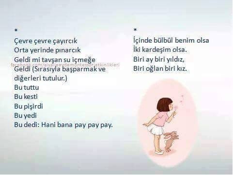 çocuklar için tekerlemeler