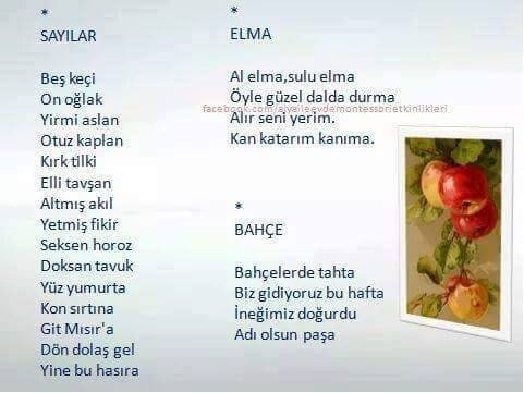 çocuklar için tekerlemeler