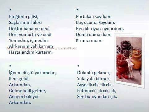 çocuklar için tekerlemeler
