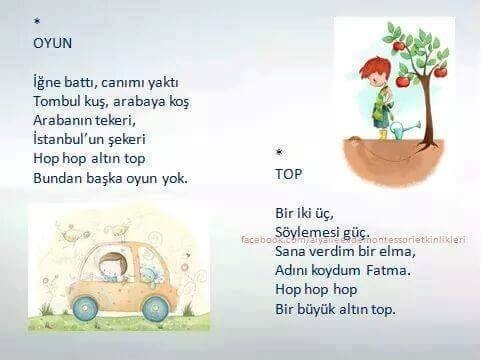 çocuklar için tekerlemeler