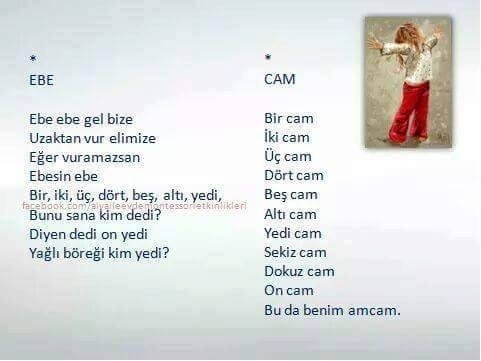 çocuklar için tekerlemeler