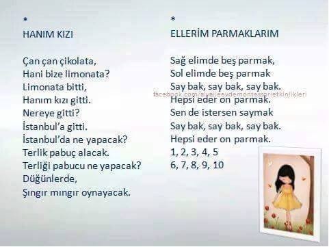 çocuklar için tekerlemeler