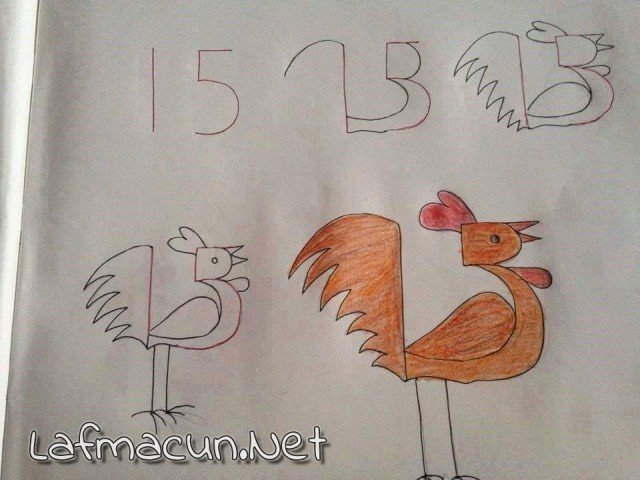 15 den Horoz Çizmek